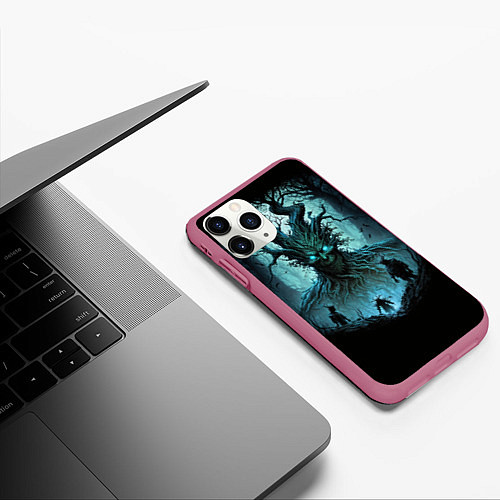 Чехол iPhone 11 Pro матовый Огромный энт / 3D-Малиновый – фото 3