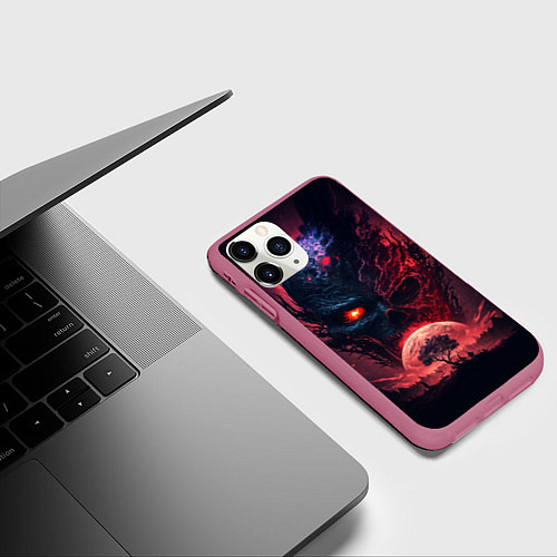 Чехол iPhone 11 Pro матовый Планета демонов / 3D-Малиновый – фото 3