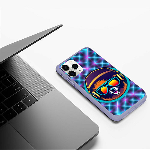 Чехол iPhone 11 Pro матовый Пёс-хипстер / 3D-Светло-сиреневый – фото 3