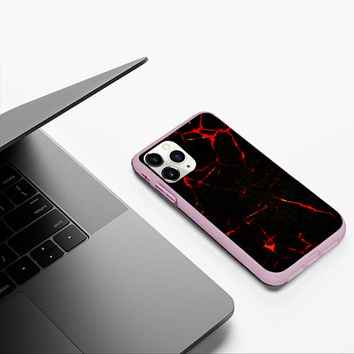 Чехол iPhone 11 Pro матовый Прожилки магмы / 3D-Розовый – фото 3
