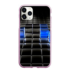 Чехол iPhone 11 Pro матовый Хромированные кубы абстракция, цвет: 3D-розовый