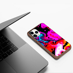 Чехол iPhone 11 Pro матовый Pixel neon mosaic, цвет: 3D-коричневый — фото 2