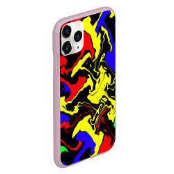 Чехол iPhone 11 Pro матовый Разводы цветных красок, цвет: 3D-розовый — фото 2