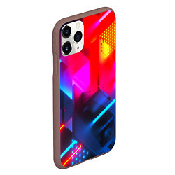 Чехол iPhone 11 Pro матовый Neon stripes color, цвет: 3D-коричневый — фото 2