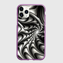 Чехол iPhone 11 Pro матовый Abstract fractal grey, цвет: 3D-фиолетовый