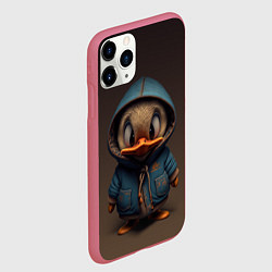 Чехол iPhone 11 Pro матовый Утёнок в капюшоне, цвет: 3D-малиновый — фото 2