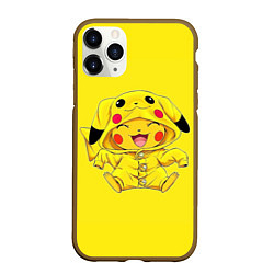 Чехол iPhone 11 Pro матовый Малыш Пикачу, цвет: 3D-коричневый