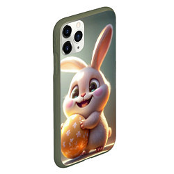 Чехол iPhone 11 Pro матовый Пасхальный зайка на полянке, цвет: 3D-темно-зеленый — фото 2