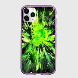 Чехол iPhone 11 Pro матовый Fractal green explosion, цвет: 3D-фиолетовый