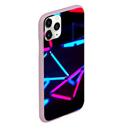 Чехол iPhone 11 Pro матовый Неоновые фигуры ночь, цвет: 3D-розовый — фото 2