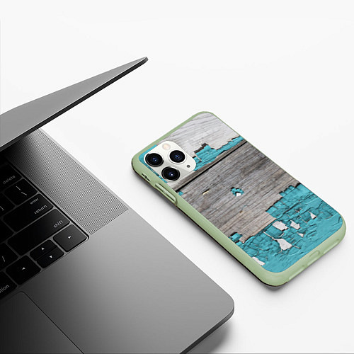 Чехол iPhone 11 Pro матовый Текстура облупившейся краски - авангард / 3D-Салатовый – фото 3