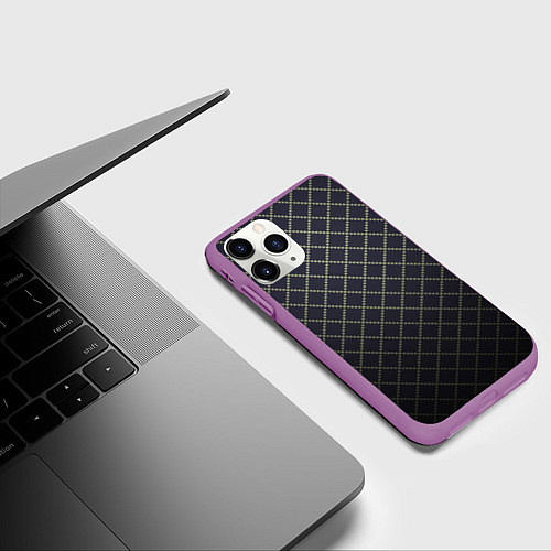 Чехол iPhone 11 Pro матовый Строгий ромбик / 3D-Фиолетовый – фото 3