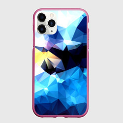 Чехол iPhone 11 Pro матовый Polygon blue abstract collection, цвет: 3D-малиновый