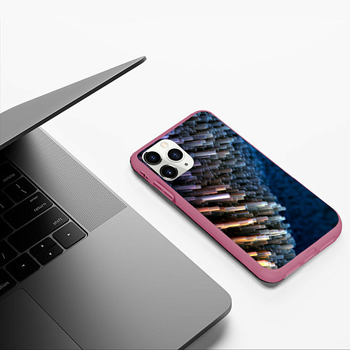 Чехол iPhone 11 Pro матовый Shape grey abstract / 3D-Малиновый – фото 3