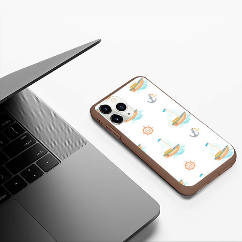 Чехол iPhone 11 Pro матовый Мечты о море / 3D-Коричневый – фото 3