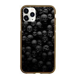 Чехол iPhone 11 Pro матовый Груда черепов - паттерн, цвет: 3D-коричневый