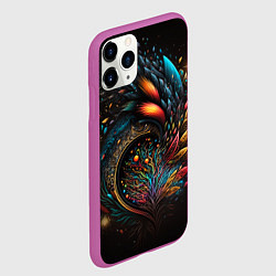 Чехол iPhone 11 Pro матовый Абстрактные цветные перья, цвет: 3D-фиолетовый — фото 2