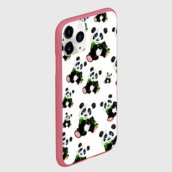 Чехол iPhone 11 Pro матовый Панды и бамбук, цвет: 3D-малиновый — фото 2
