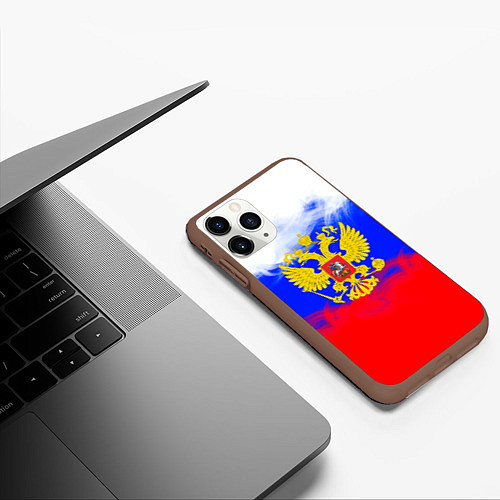 Чехол iPhone 11 Pro матовый Russia флаг герб / 3D-Коричневый – фото 3