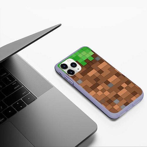 Чехол iPhone 11 Pro матовый Блоки майнкрафта / 3D-Светло-сиреневый – фото 3