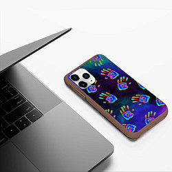 Чехол iPhone 11 Pro матовый Тепловизор: ладони - неоновый фон - паттерн, цвет: 3D-коричневый — фото 2