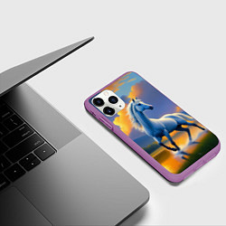 Чехол iPhone 11 Pro матовый Белая лошадь на рассвете, цвет: 3D-фиолетовый — фото 2