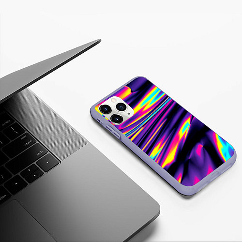 Чехол iPhone 11 Pro матовый Glitch colors / 3D-Светло-сиреневый – фото 3