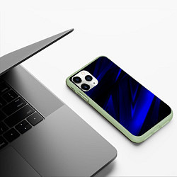 Чехол iPhone 11 Pro матовый Geometry blue stripes, цвет: 3D-салатовый — фото 2