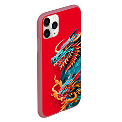 Чехол iPhone 11 Pro матовый Japanese dragon - irezumi, цвет: 3D-малиновый — фото 2