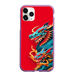 Чехол iPhone 11 Pro матовый Japanese dragon - irezumi, цвет: 3D-фиолетовый