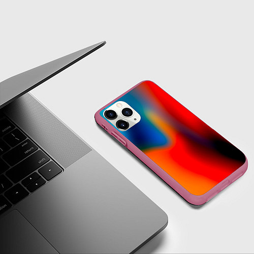 Чехол iPhone 11 Pro матовый Градиент разноцветный / 3D-Малиновый – фото 3
