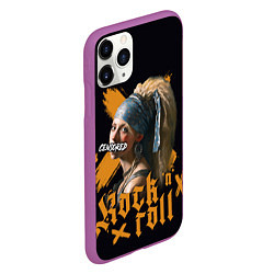 Чехол iPhone 11 Pro матовый Рок девушка с жемчужной серёжкой, цвет: 3D-фиолетовый — фото 2