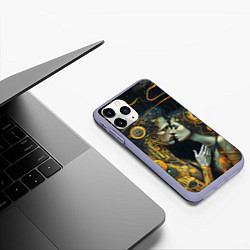 Чехол iPhone 11 Pro матовый Gustav Klimt Cyberpunk, цвет: 3D-светло-сиреневый — фото 2