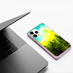 Чехол iPhone 11 Pro матовый Green abstract colors, цвет: 3D-розовый — фото 2