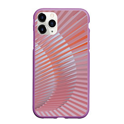 Чехол iPhone 11 Pro матовый Абстрактные розовые волнообразные линии, цвет: 3D-фиолетовый