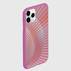 Чехол iPhone 11 Pro матовый Абстрактные розовые волнообразные линии, цвет: 3D-фиолетовый — фото 2