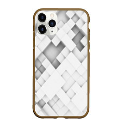 Чехол iPhone 11 Pro матовый Серые кубы на белом, цвет: 3D-коричневый