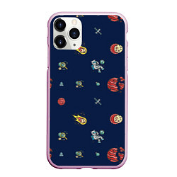 Чехол iPhone 11 Pro матовый Паттерн - космос, цвет: 3D-розовый