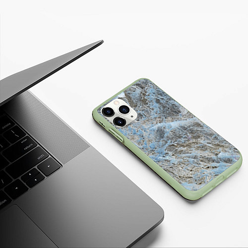 Чехол iPhone 11 Pro матовый Паутина белая / 3D-Салатовый – фото 3