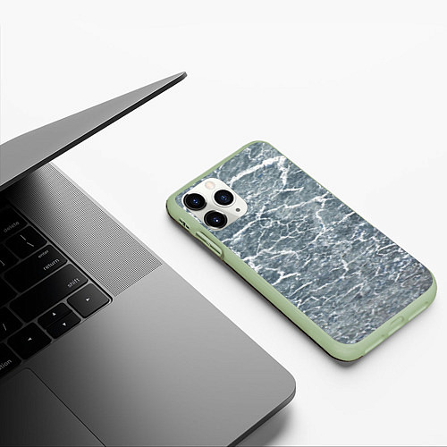Чехол iPhone 11 Pro матовый Белая молния / 3D-Салатовый – фото 3