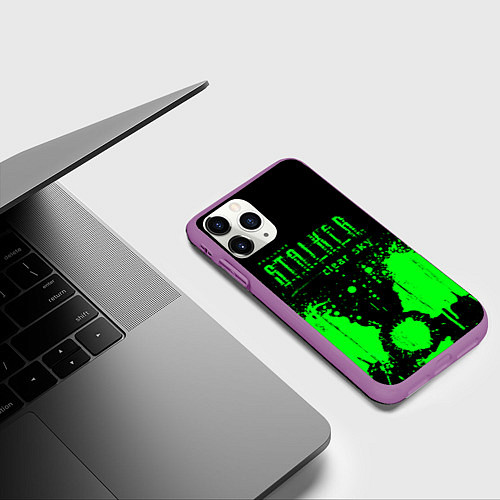 Чехол iPhone 11 Pro матовый Stalker clear sky radiation / 3D-Фиолетовый – фото 3