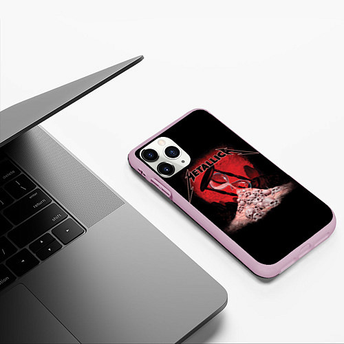 Чехол iPhone 11 Pro матовый Metallica - время / 3D-Розовый – фото 3