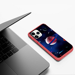 Чехол iPhone 11 Pro матовый Космос, звёзды, цвет: 3D-красный — фото 2