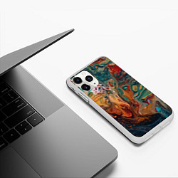 Чехол iPhone 11 Pro матовый Разводы краски: арт нейросети, цвет: 3D-белый — фото 2