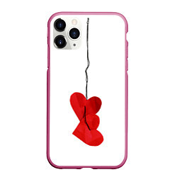 Чехол iPhone 11 Pro матовый Сердца валентинки