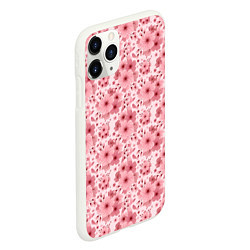 Чехол iPhone 11 Pro матовый Розовые цветы узор, цвет: 3D-белый — фото 2