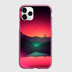 Чехол iPhone 11 Pro матовый Неоновая природа, цвет: 3D-малиновый