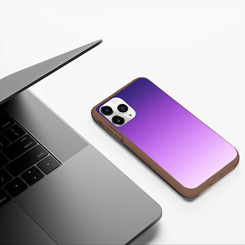 Чехол iPhone 11 Pro матовый Фиолетово-сиреневый градиент / 3D-Коричневый – фото 3