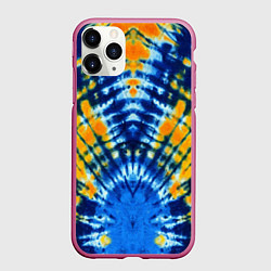 Чехол iPhone 11 Pro матовый Tie dye стиль хиппи, цвет: 3D-малиновый