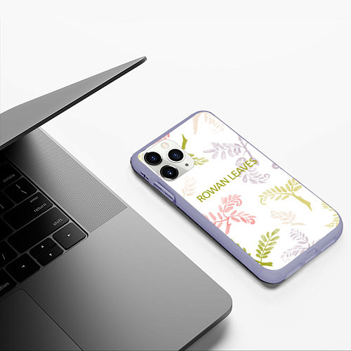 Чехол iPhone 11 Pro матовый Rowan leaves / 3D-Светло-сиреневый – фото 3